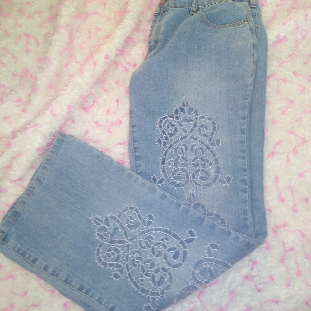 Pristine Beaded Low Waist Flares